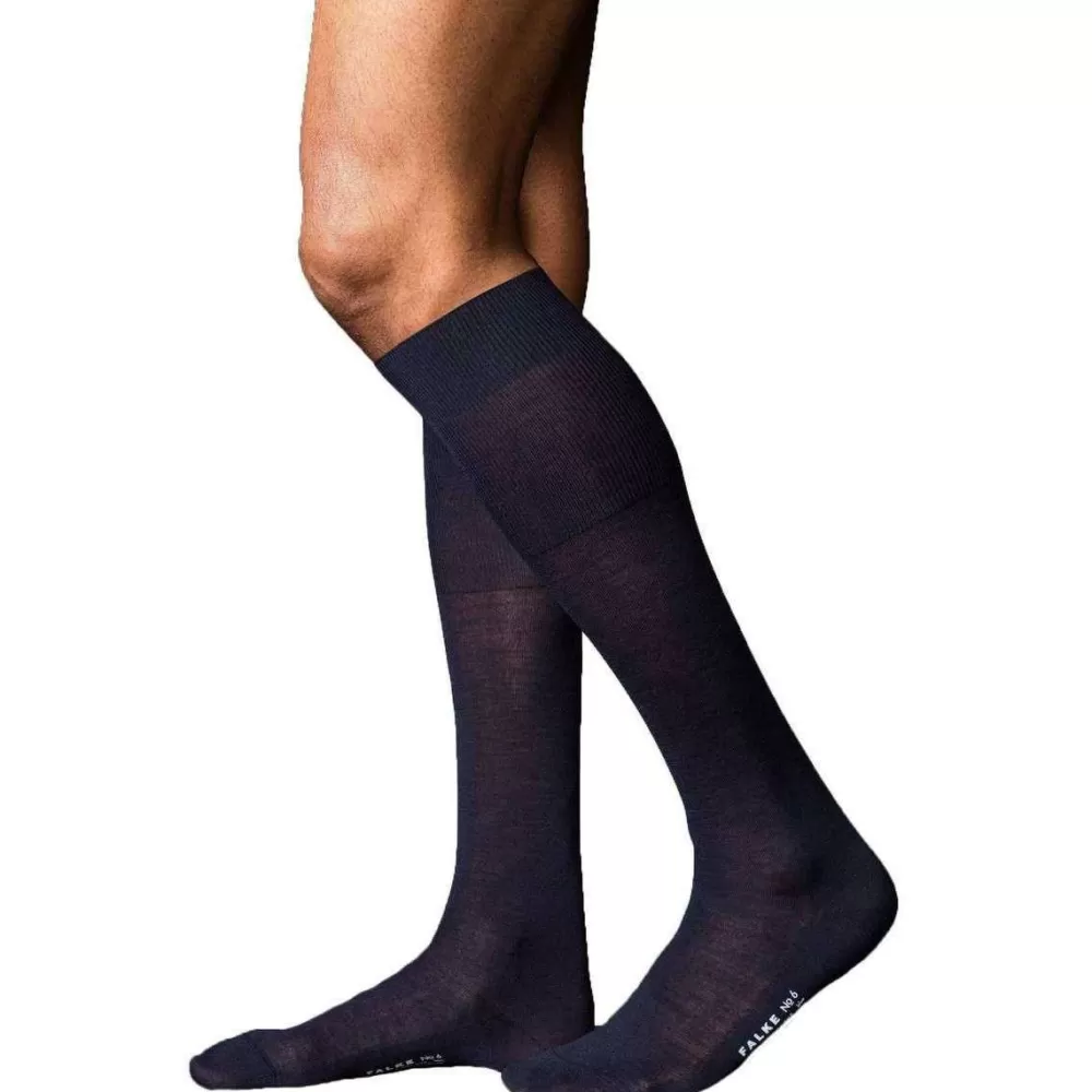 Falke Men's Socks^Navy No6 Finest Merino And Silk Knee High Socks