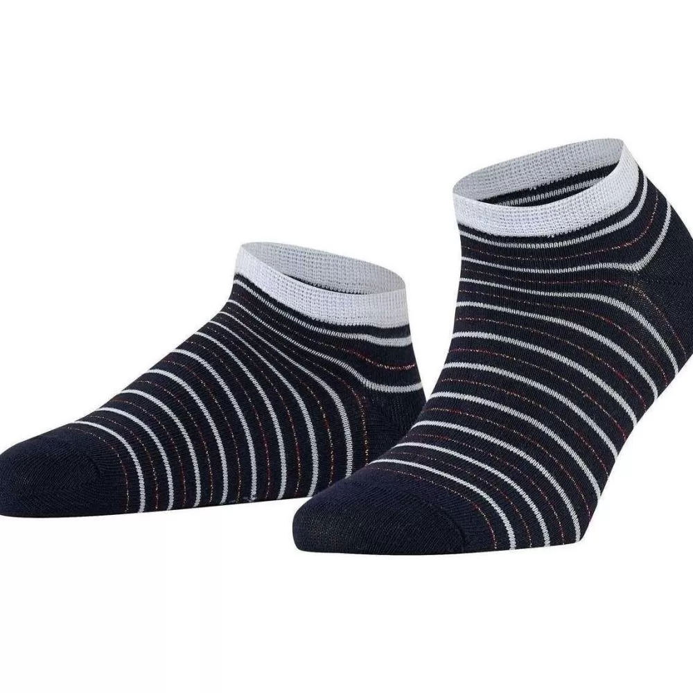 Falke Women's Socks^Navy Stripe Shimmer Sneaker Socks