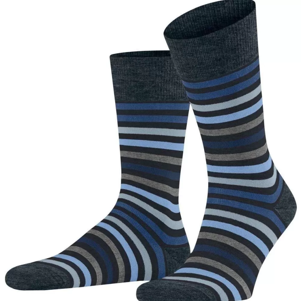 Falke Men's Socks^Navy Tinted Stripe Socks