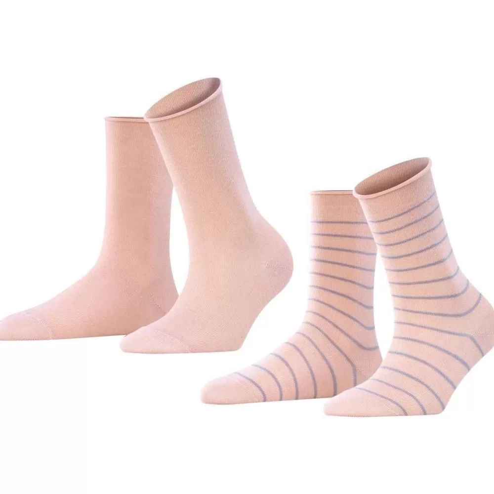 Falke Women's Socks^Pink Happy Stripe 2 Pack Socks
