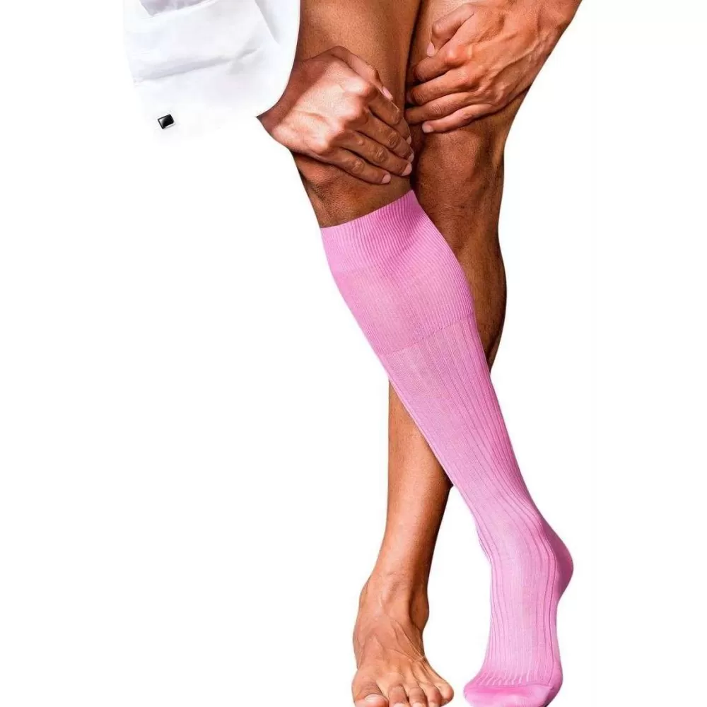 Falke Men's Socks^Pink No10 Pure Fil D'Ecosse Knee High Socks
