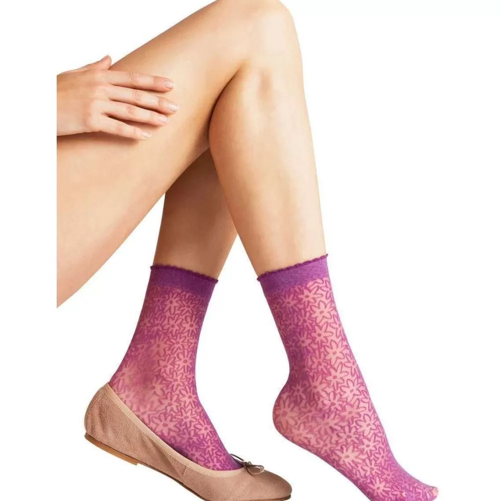 Falke Tights^Purple Danty Daisy 15 Denier Anklet Tights
