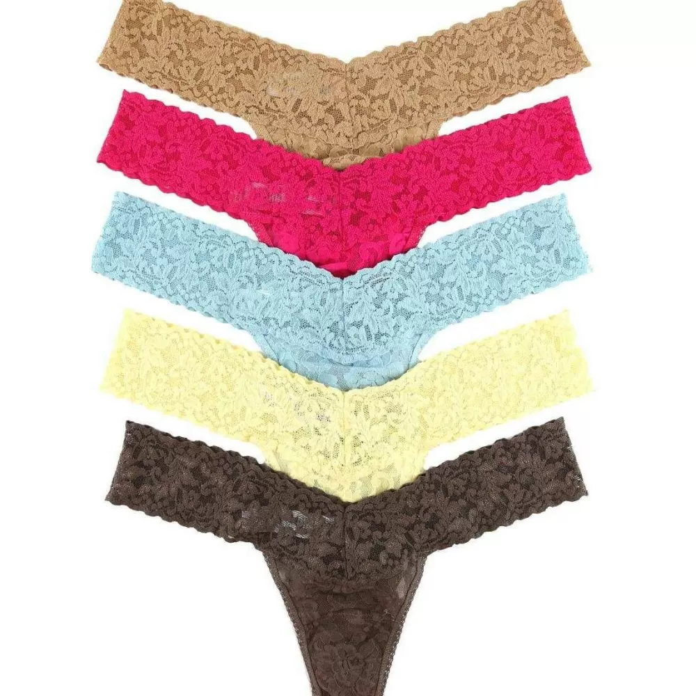 Hanky Panky Women's Underwear^Blue Signature Lace 5 Pack Low Rise Thong