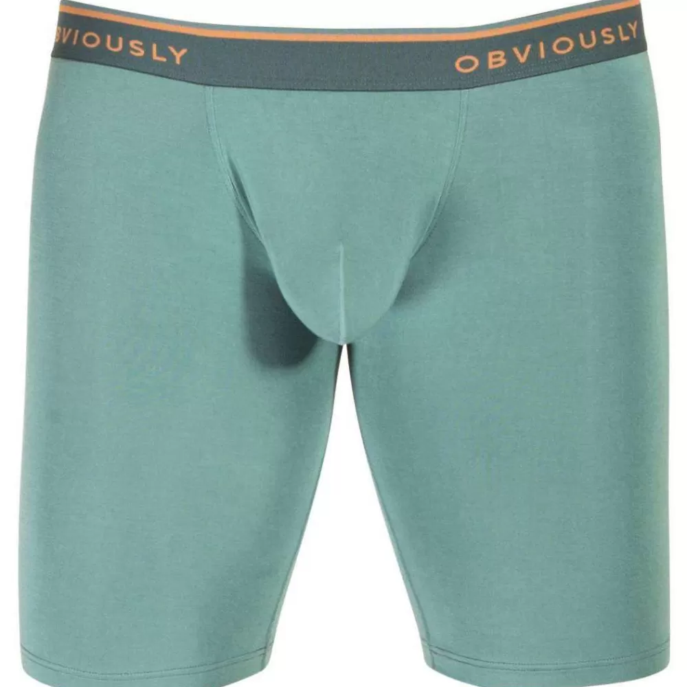 Obviously Men's Underwear^Green Everyman Anatomax Boxer Brief 9Inch Leg
