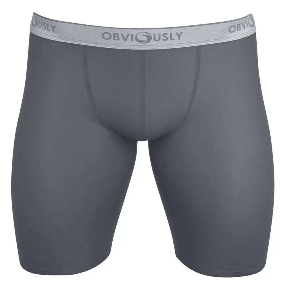 Obviously Men's Underwear^Grey Classic Boxer Briefs 9 Inch Leg