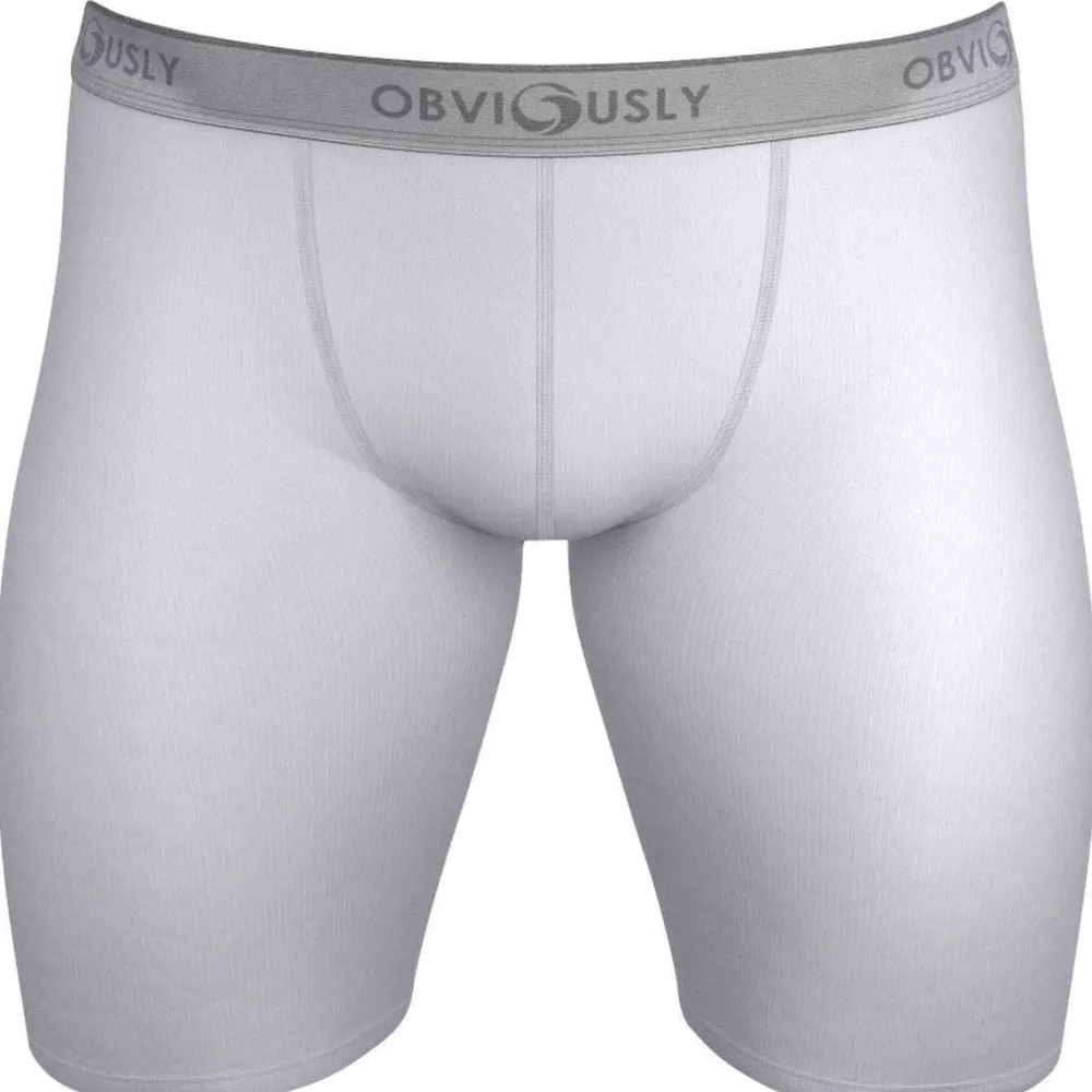Obviously Men's Underwear^White Classic Boxer Briefs 9 Inch Leg