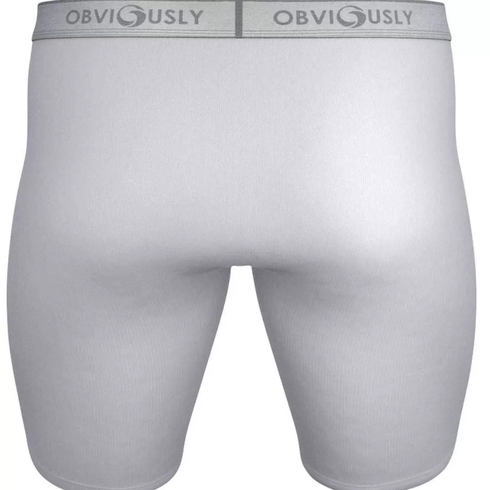 Obviously Men's Underwear^White Classic Boxer Briefs 9 Inch Leg