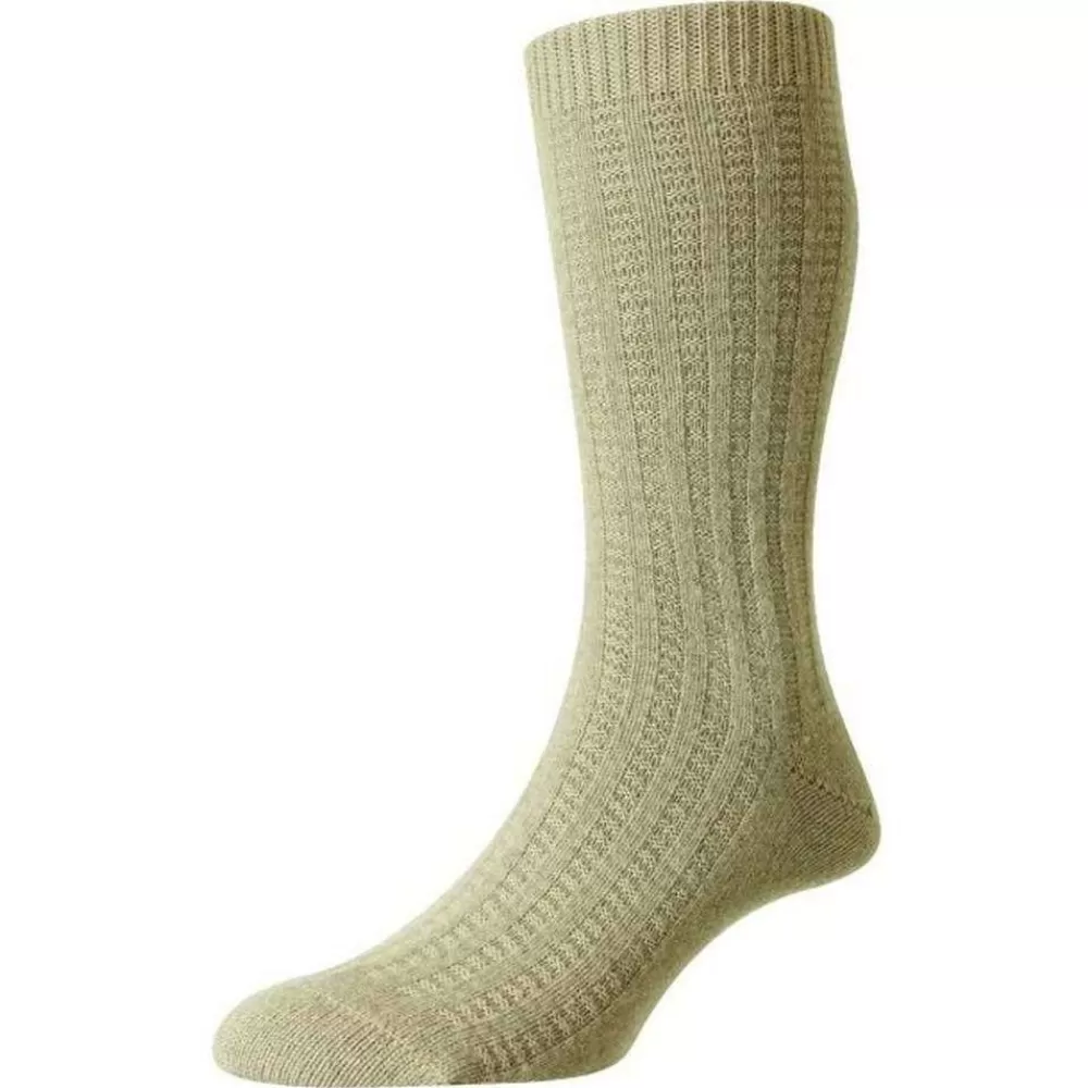 Pantherella Men's Socks^Beige Stanton Recycled Cashmere Socks