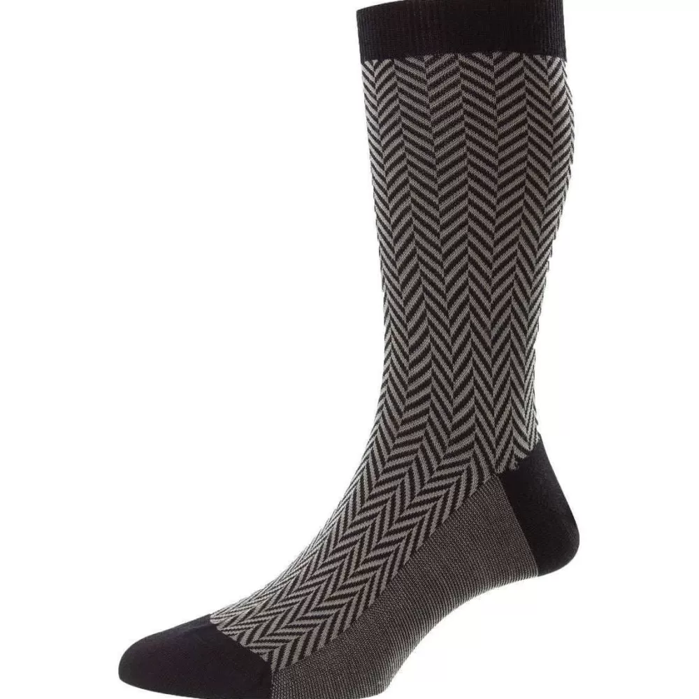 Pantherella Men's Socks^Black Hendon Merino Wool Socks