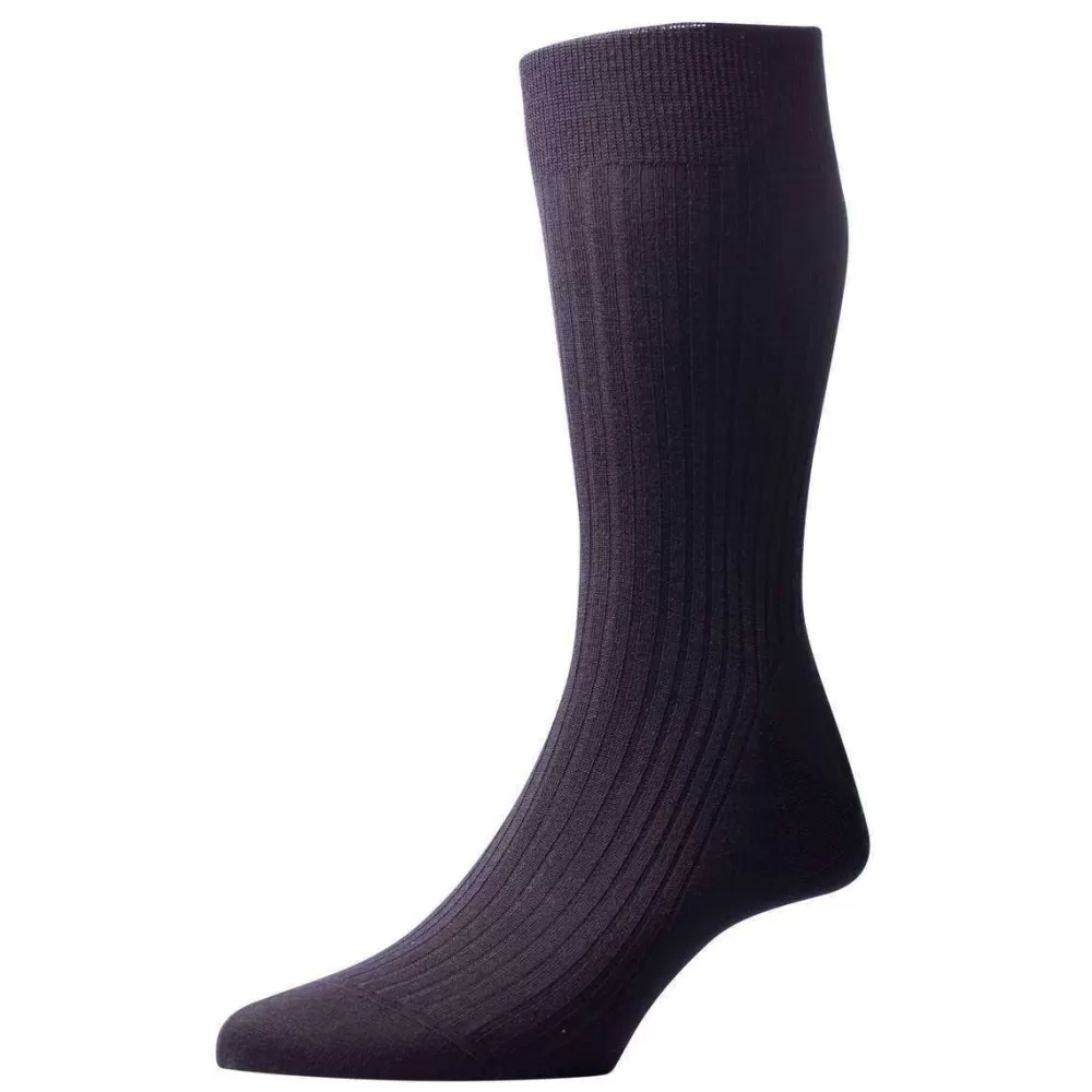 Pantherella Men's Socks^Black Kangley Rib Merino Wool Socks
