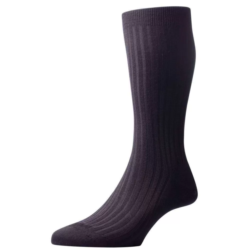 Pantherella Men's Socks^Black Laburnum Rib Merino Wool Socks