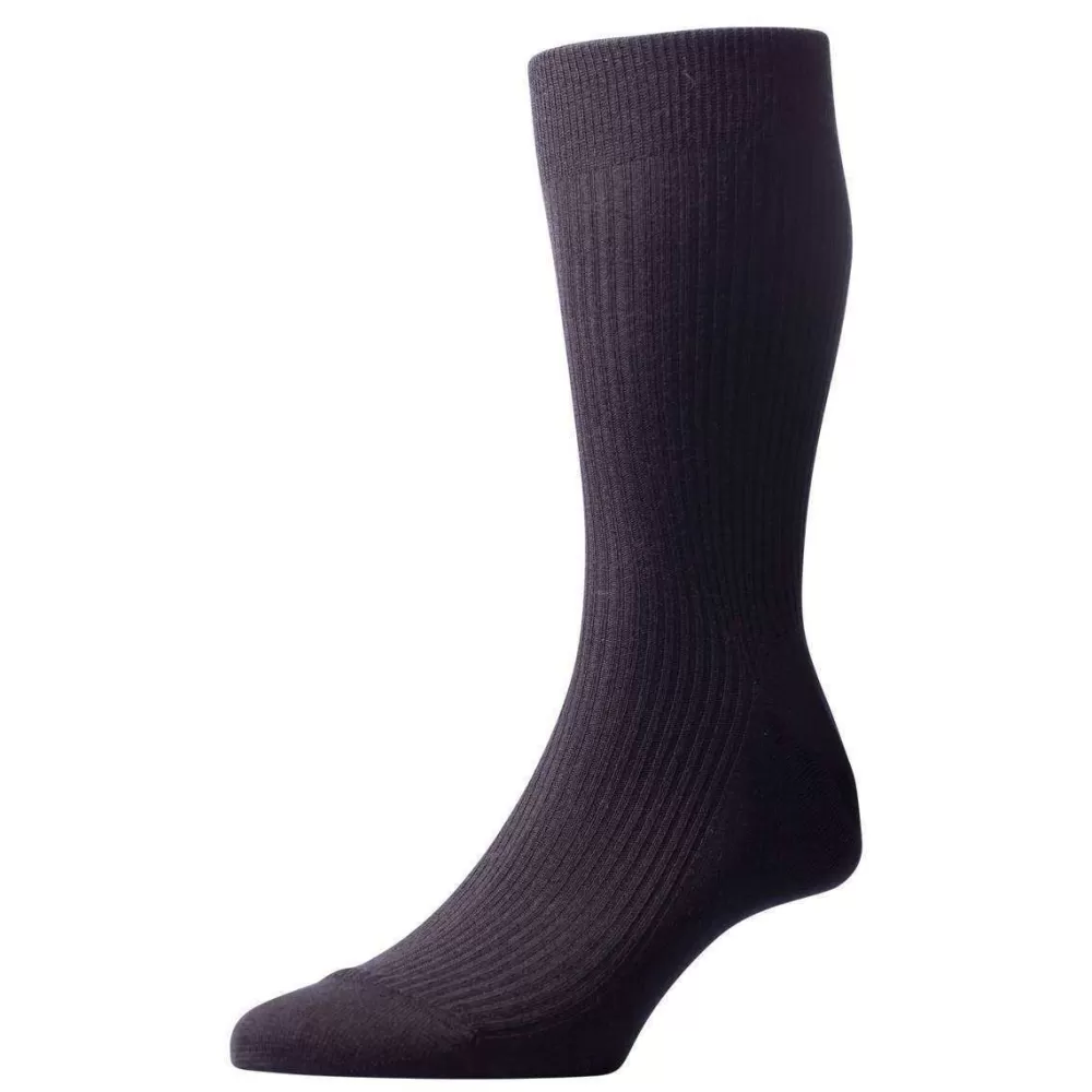 Pantherella Men's Socks^Black Naish Rib Merino Wool Socks