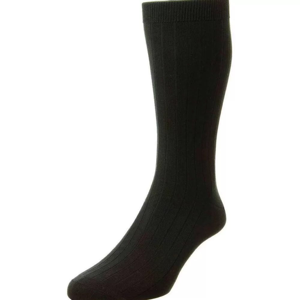 Pantherella Men's Socks^Black Pembrey Sea Island Cotton Socks