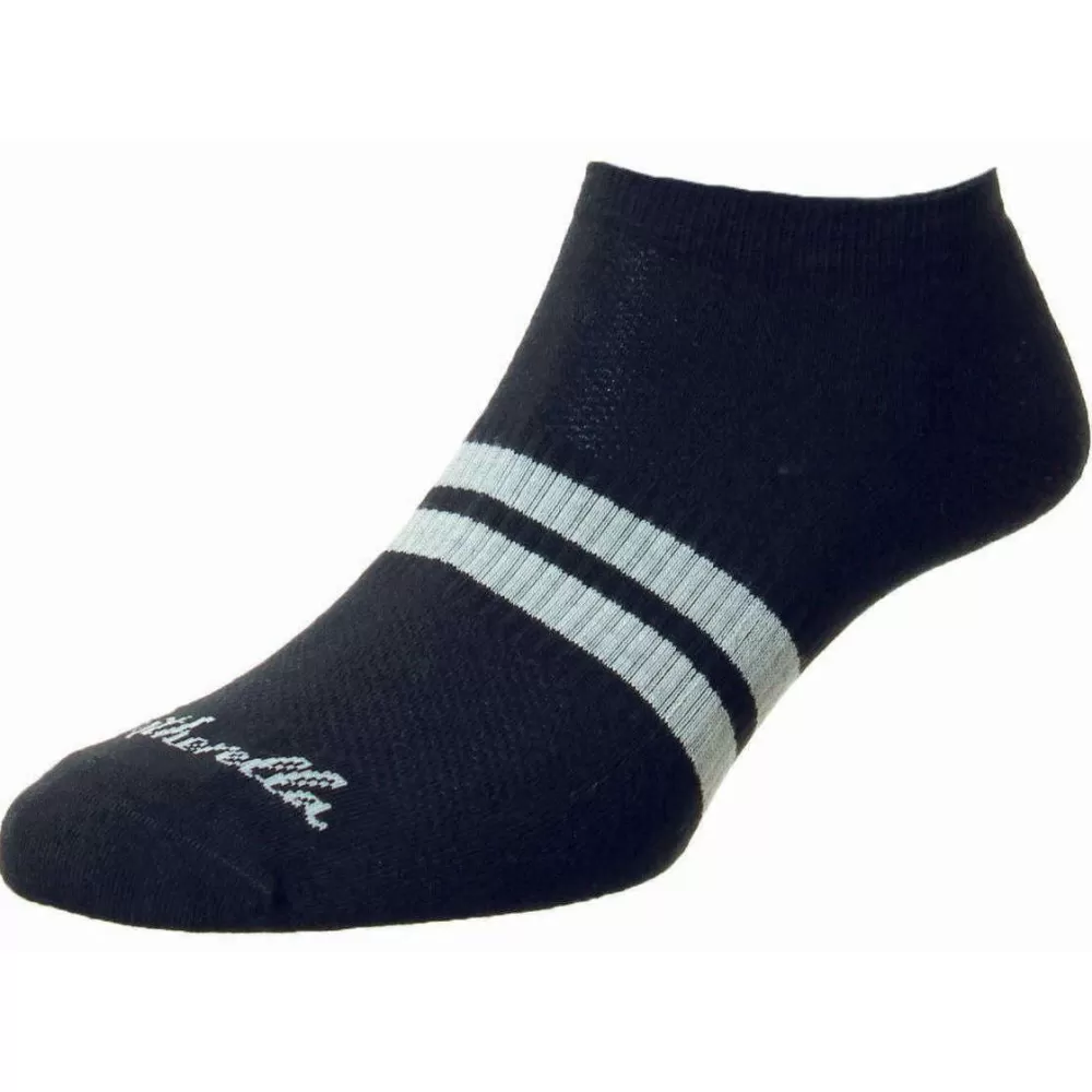 Pantherella Men's Socks^Black Sprint Egyptian Cotton Sports Trainer Socks