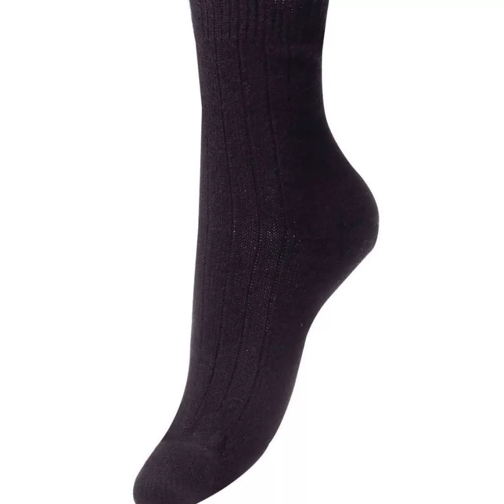 Pantherella Women's Socks^Black Tabitha Rib Cashmere Socks