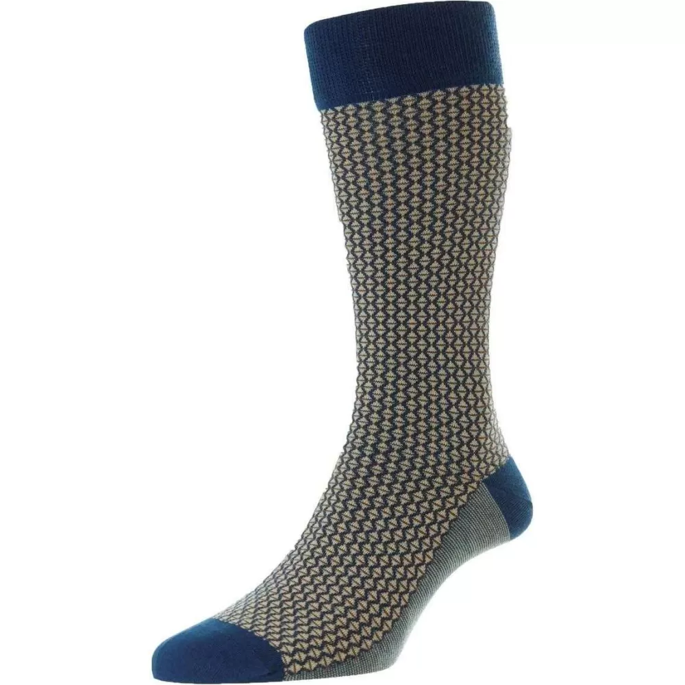 Pantherella Men's Socks^Blue Elgar Egyptian Cotton Socks