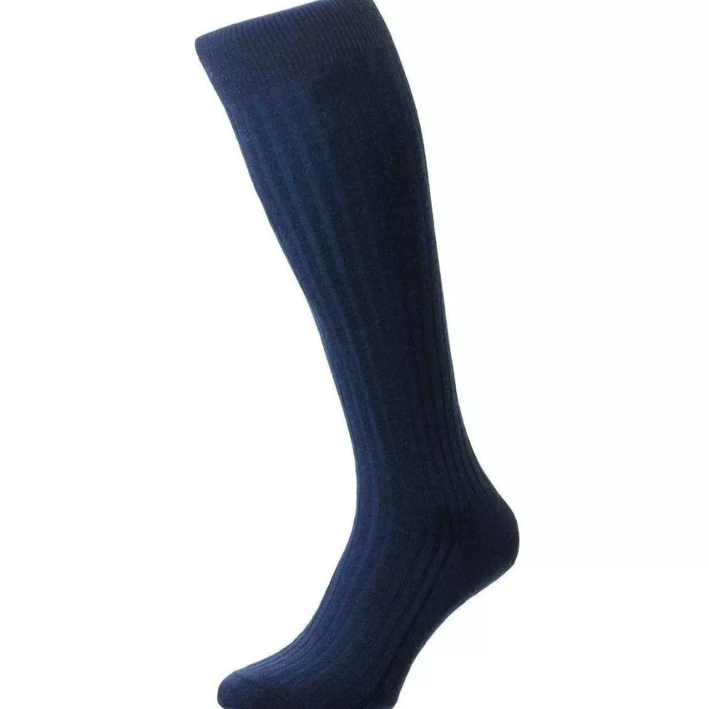 Pantherella Men's Socks^Blue Laburnum Merino Wool Over The Calf Socks