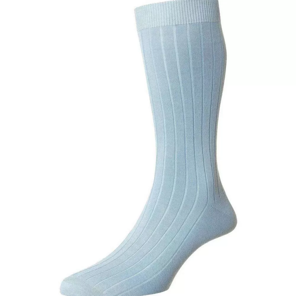 Pantherella Men's Socks^Blue Pembrey Sea Island Cotton Socks