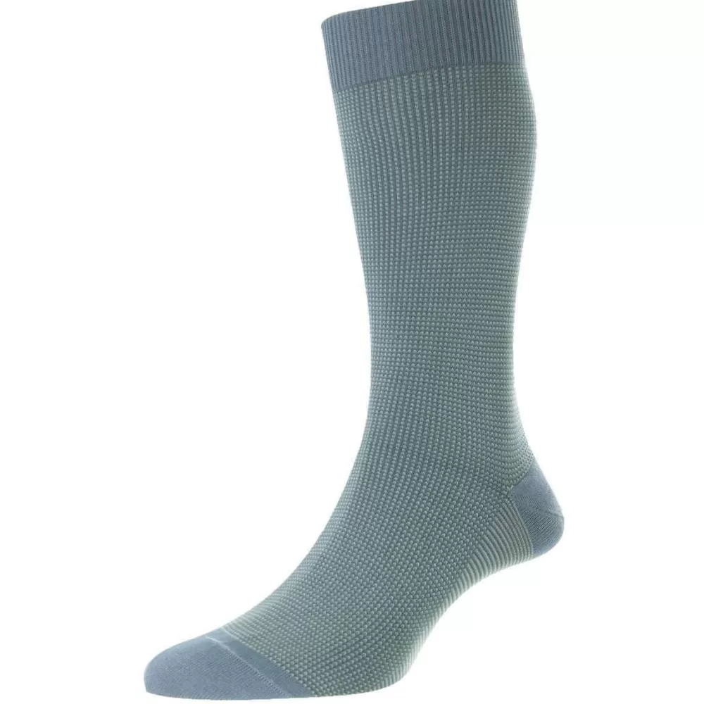 Pantherella Men's Socks^Blue Tewkesbury Cotton Fil D'Ecosse Socks