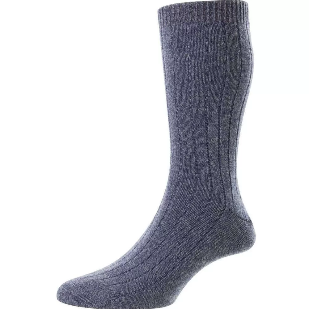 Pantherella Men's Socks^Blue Waddington Cashmere Socks