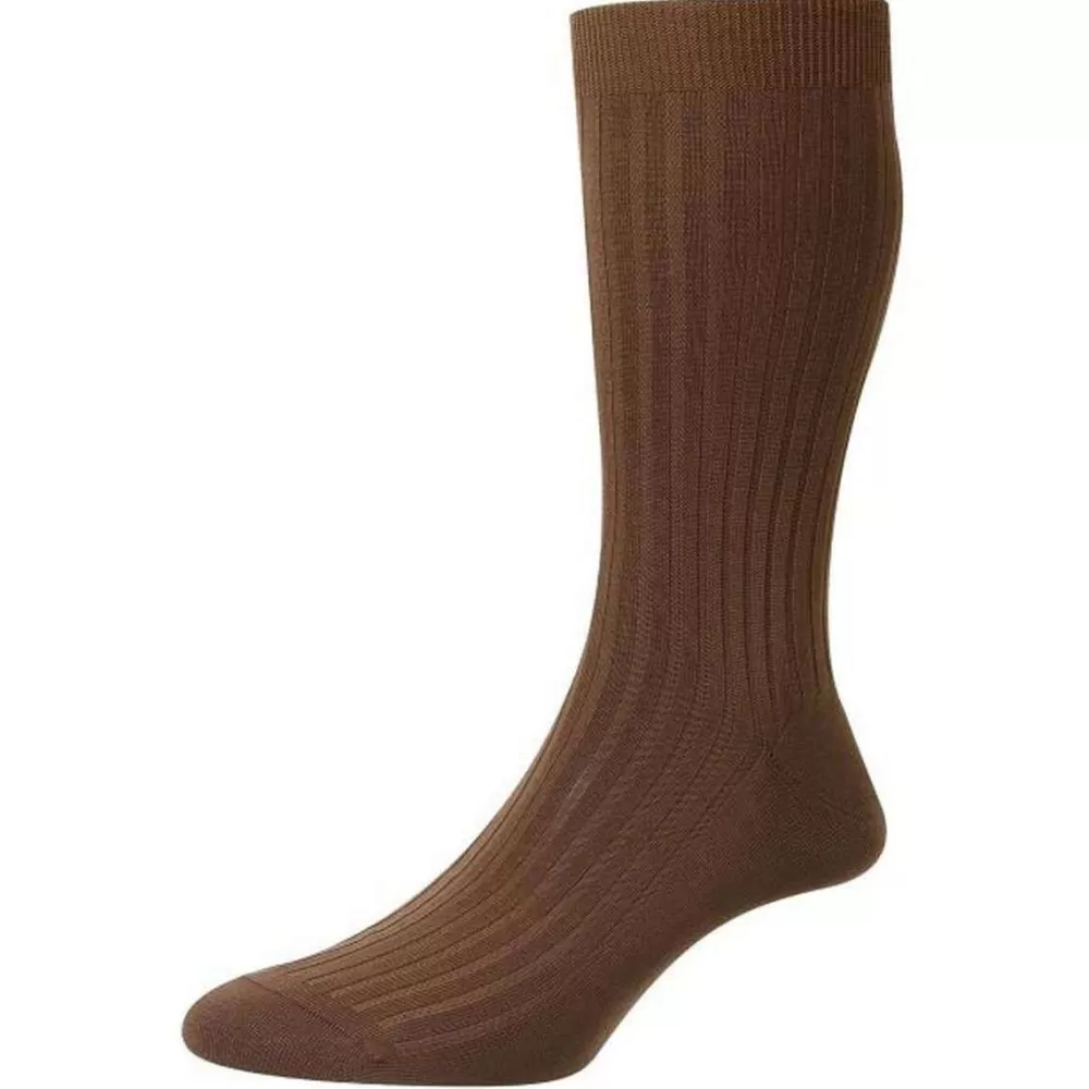 Pantherella Men's Socks^Brown Danvers Cotton Fil D'Ecosse Socks