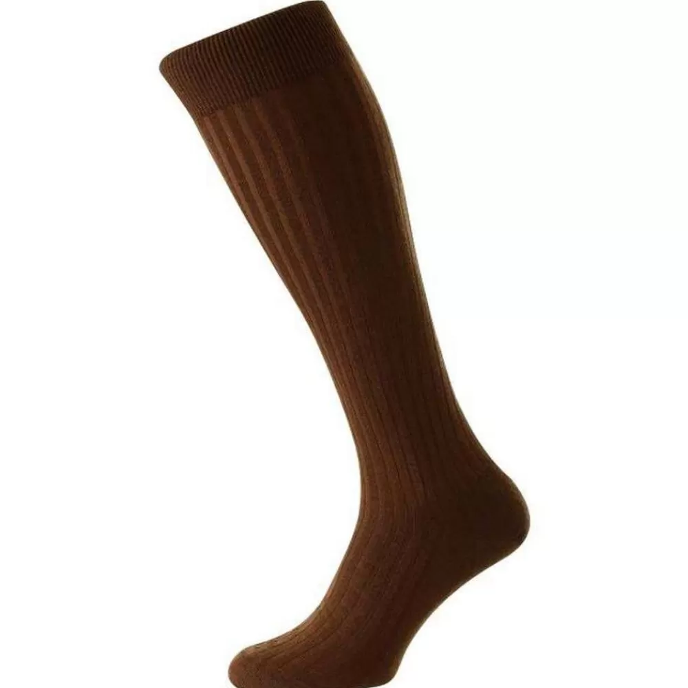 Pantherella Men's Socks^Brown Laburnum Merino Wool Over The Calf Socks