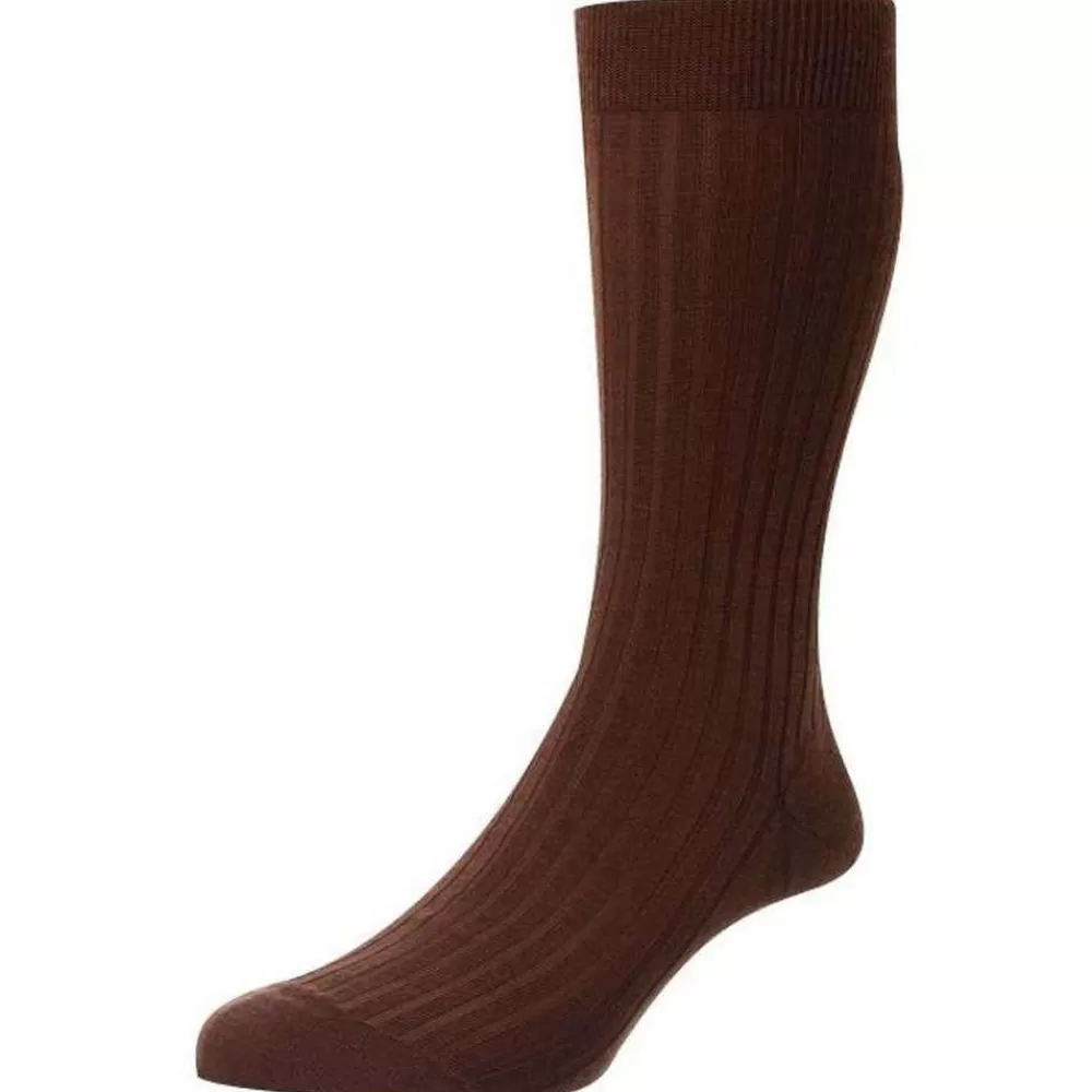 Pantherella Men's Socks^Brown Laburnum Merino Wool Socks