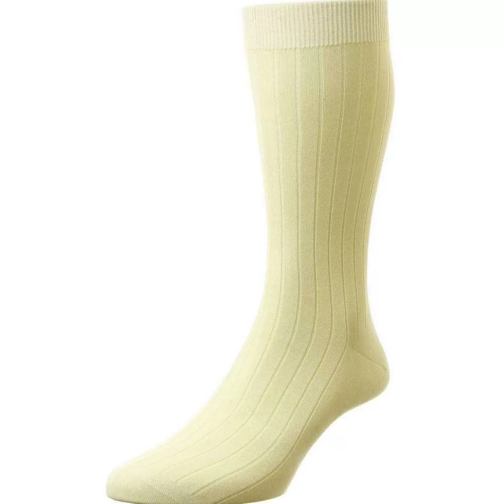 Pantherella Men's Socks^Cream Pembrey Sea Island Cotton Socks