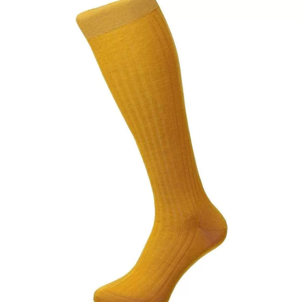 Pantherella Men's Socks^Gold Laburnum Merino Wool Over The Calf Socks