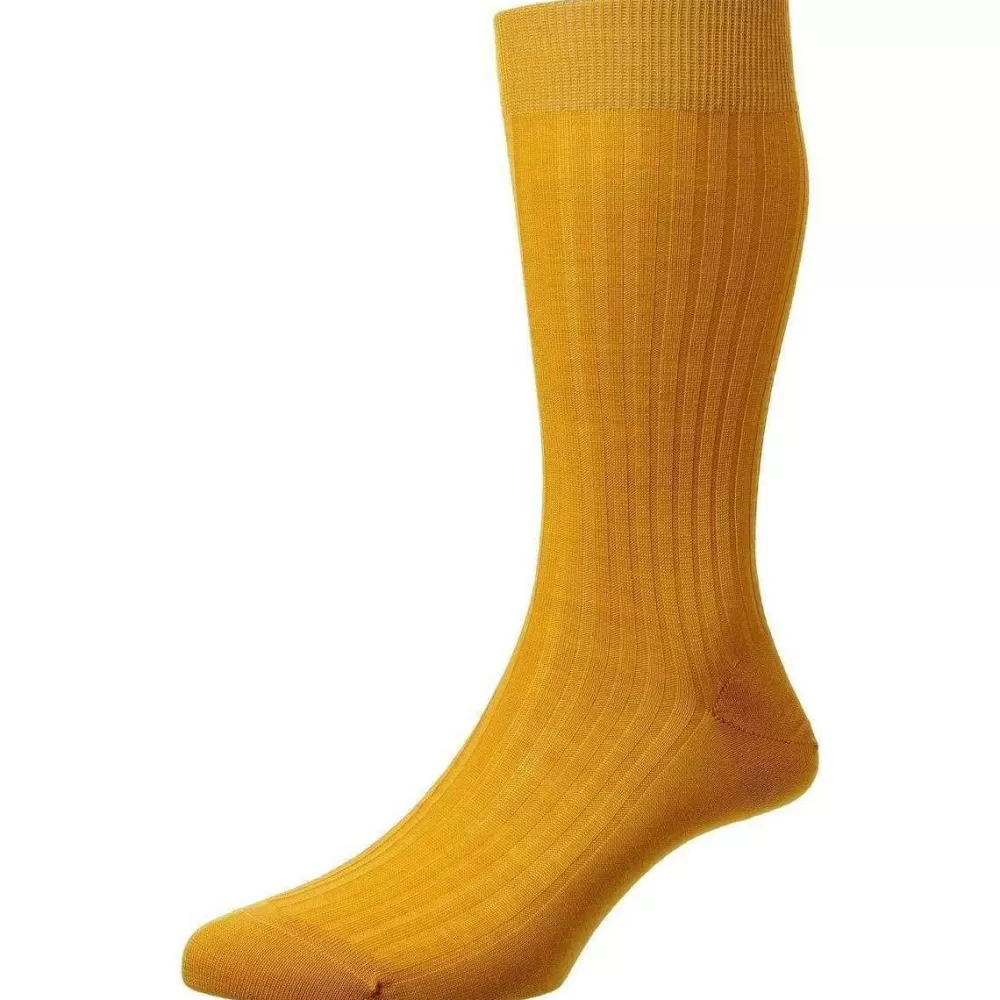 Pantherella Men's Socks^Gold Laburnum Merino Wool Socks