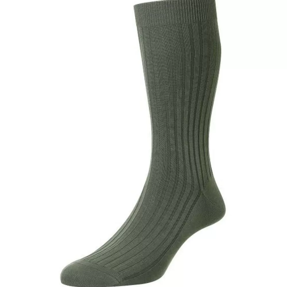 Pantherella Men's Socks^Green Danvers Cotton Fil D'Ecosse Socks