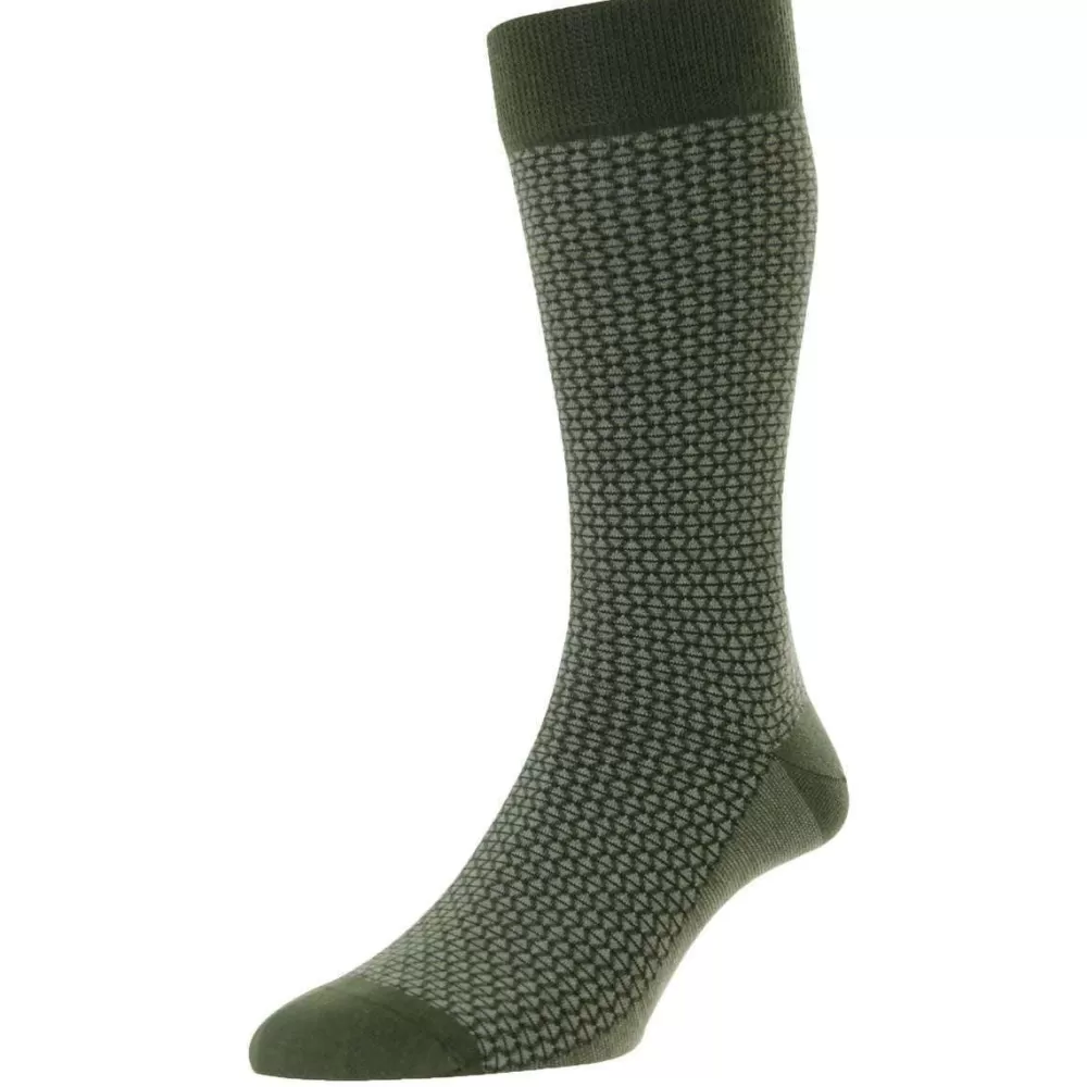 Pantherella Men's Socks^Green Elgar Egyptian Cotton Socks