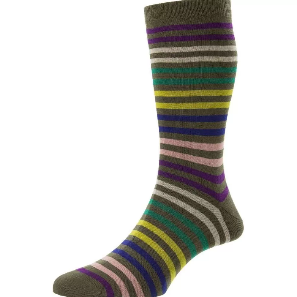 Pantherella Men's Socks^Green Kilburn Cotton Fil D'Ecosse Socks