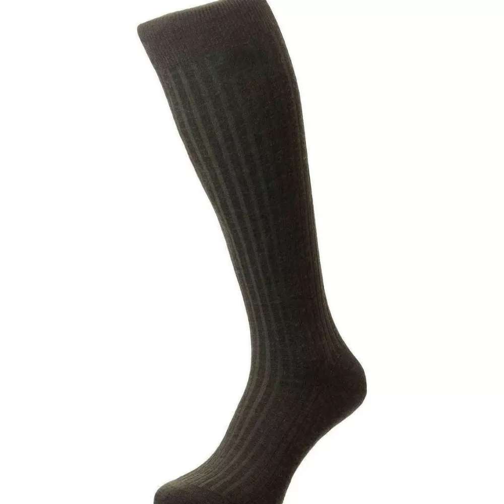 Pantherella Men's Socks^Green Laburnum Merino Wool Over The Calf Socks