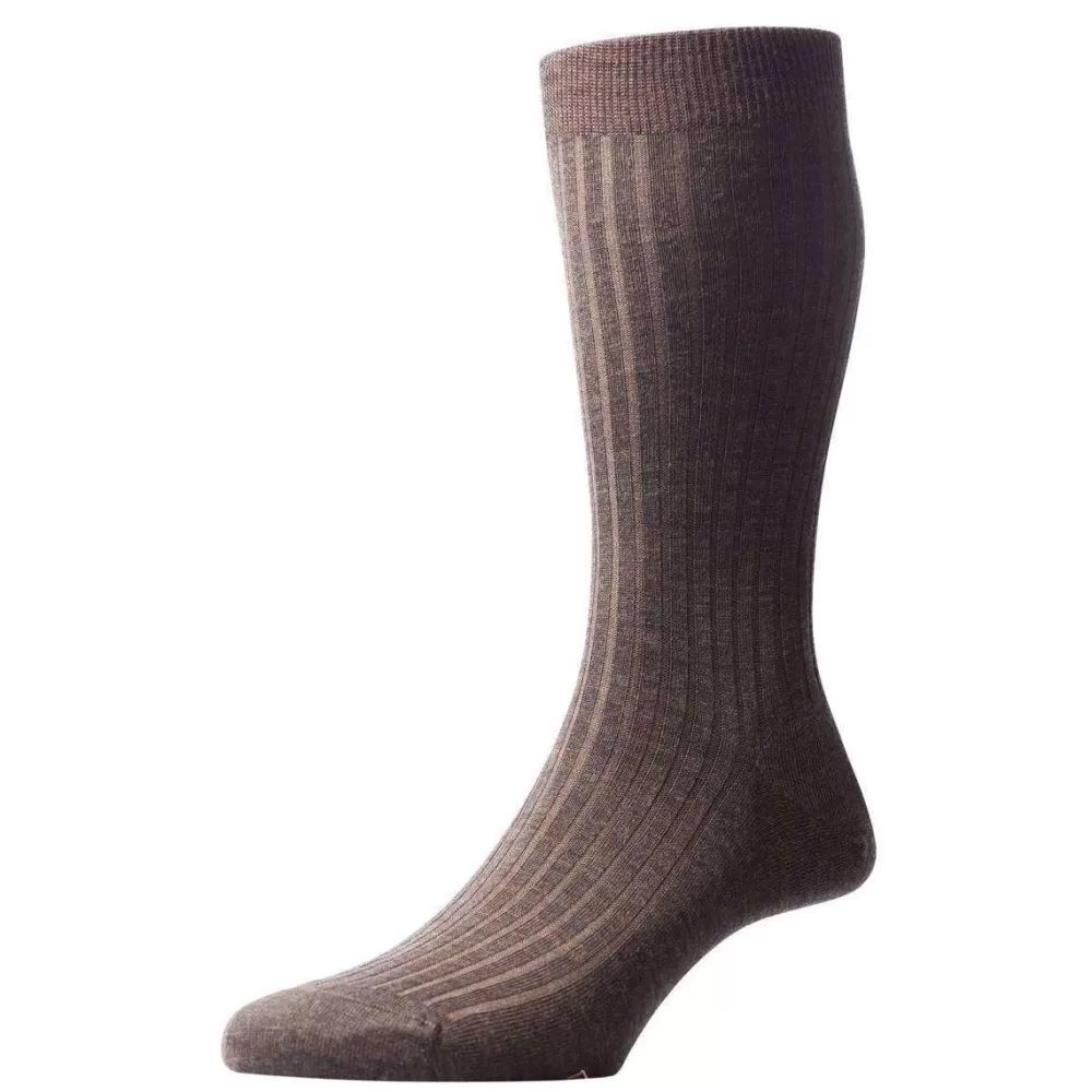 Pantherella Men's Socks^Green Laburnum Rib Merino Wool Socks