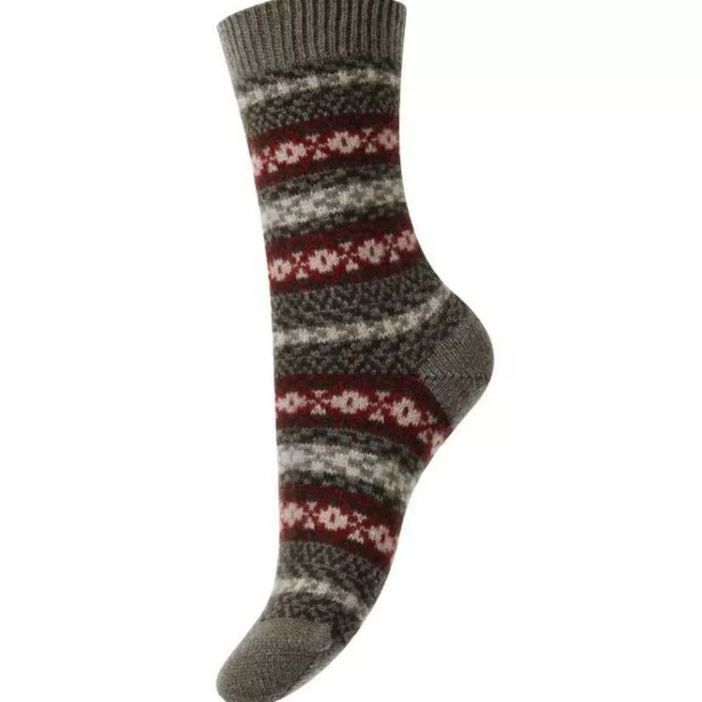 Pantherella Women's Socks^Green Skye Traditional Fair Isle Cashmere Socks