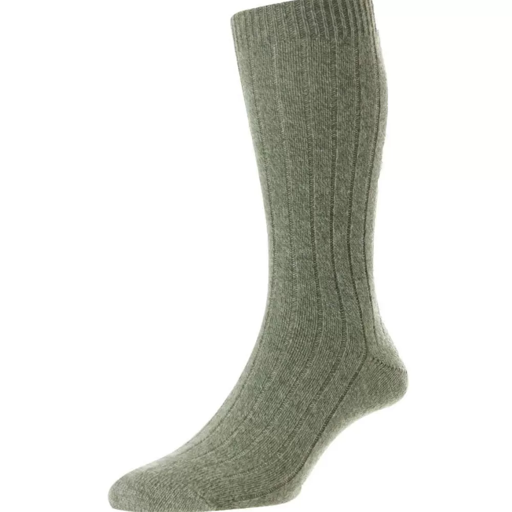 Pantherella Men's Socks^Green Waddington Cashmere Socks