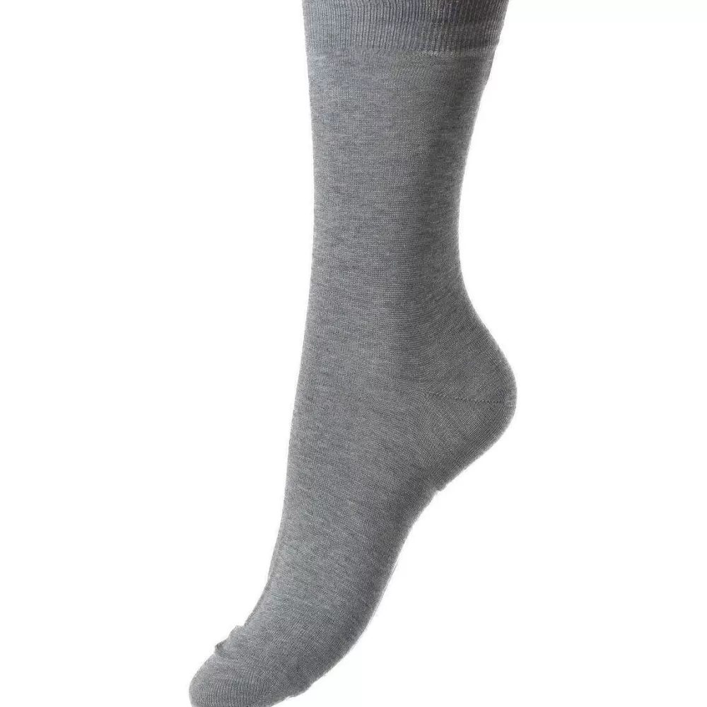 Pantherella Women's Socks^Grey Poppy Flat Knit Cotton Lisle Socks