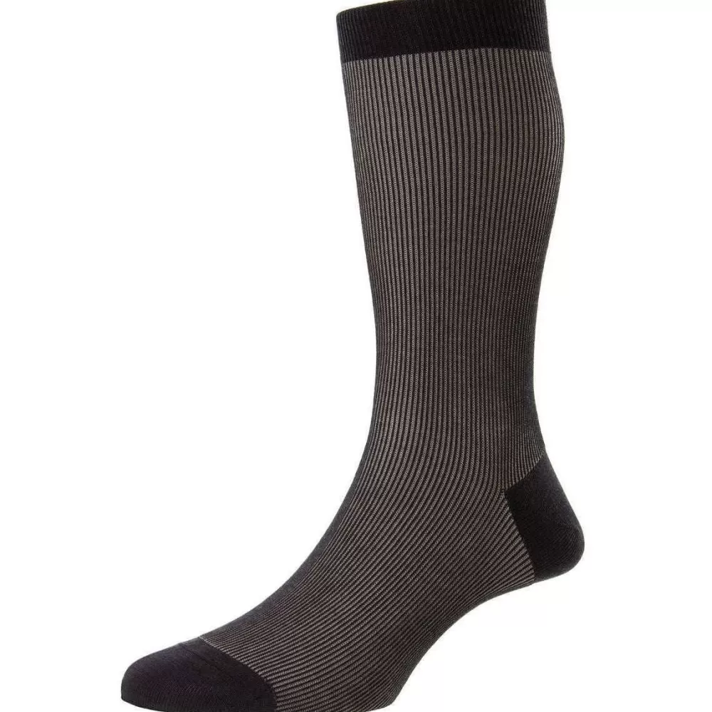 Pantherella Men's Socks^Grey Santos Shadow Rib Fil D'Ecosse Socks