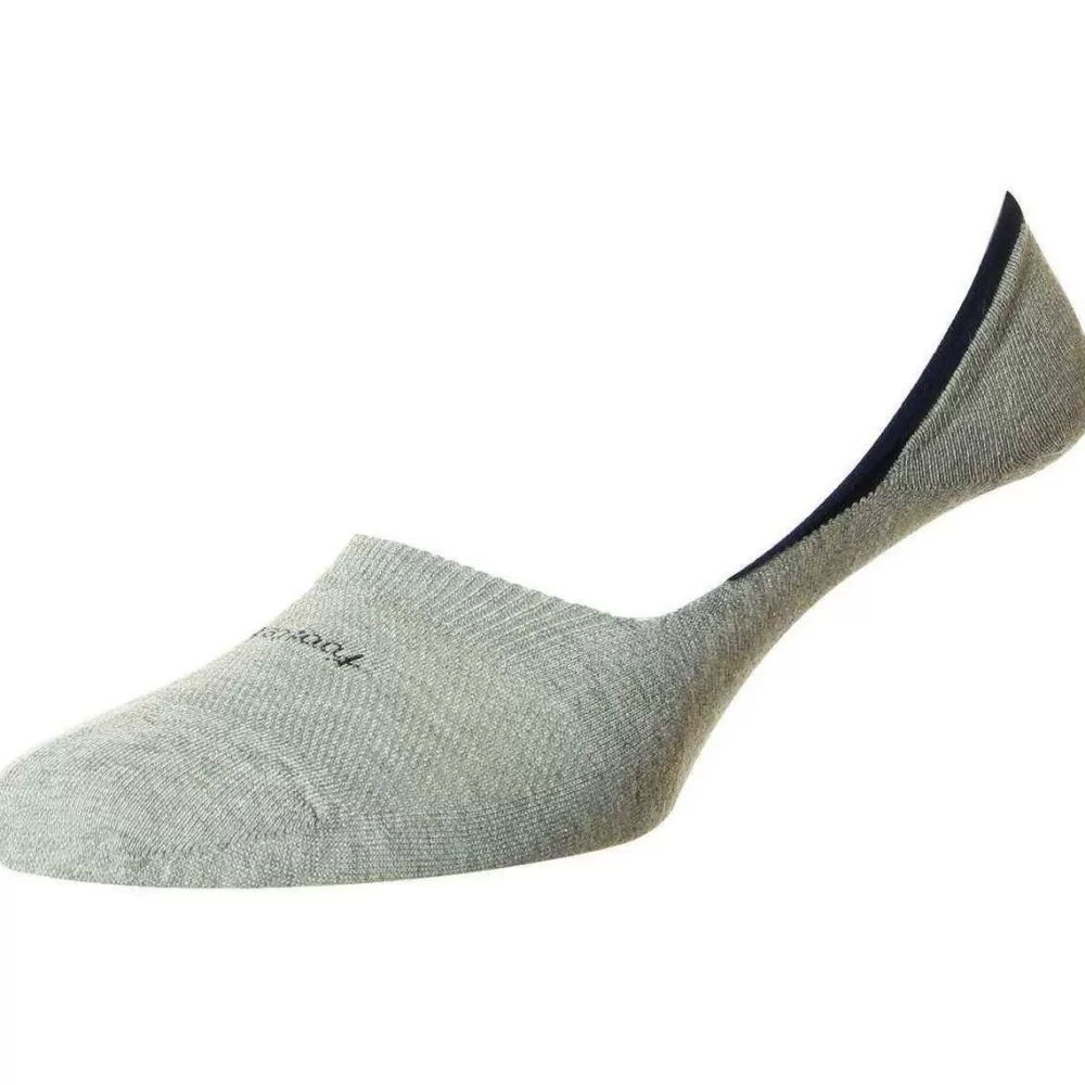 Pantherella Men's Socks^Grey Seville Egyptian Cotton Invisible Socks
