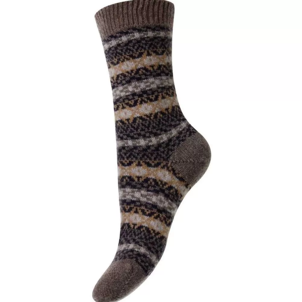 Pantherella Women's Socks^Grey Skye Traditional Fair Isle Cashmere Socks