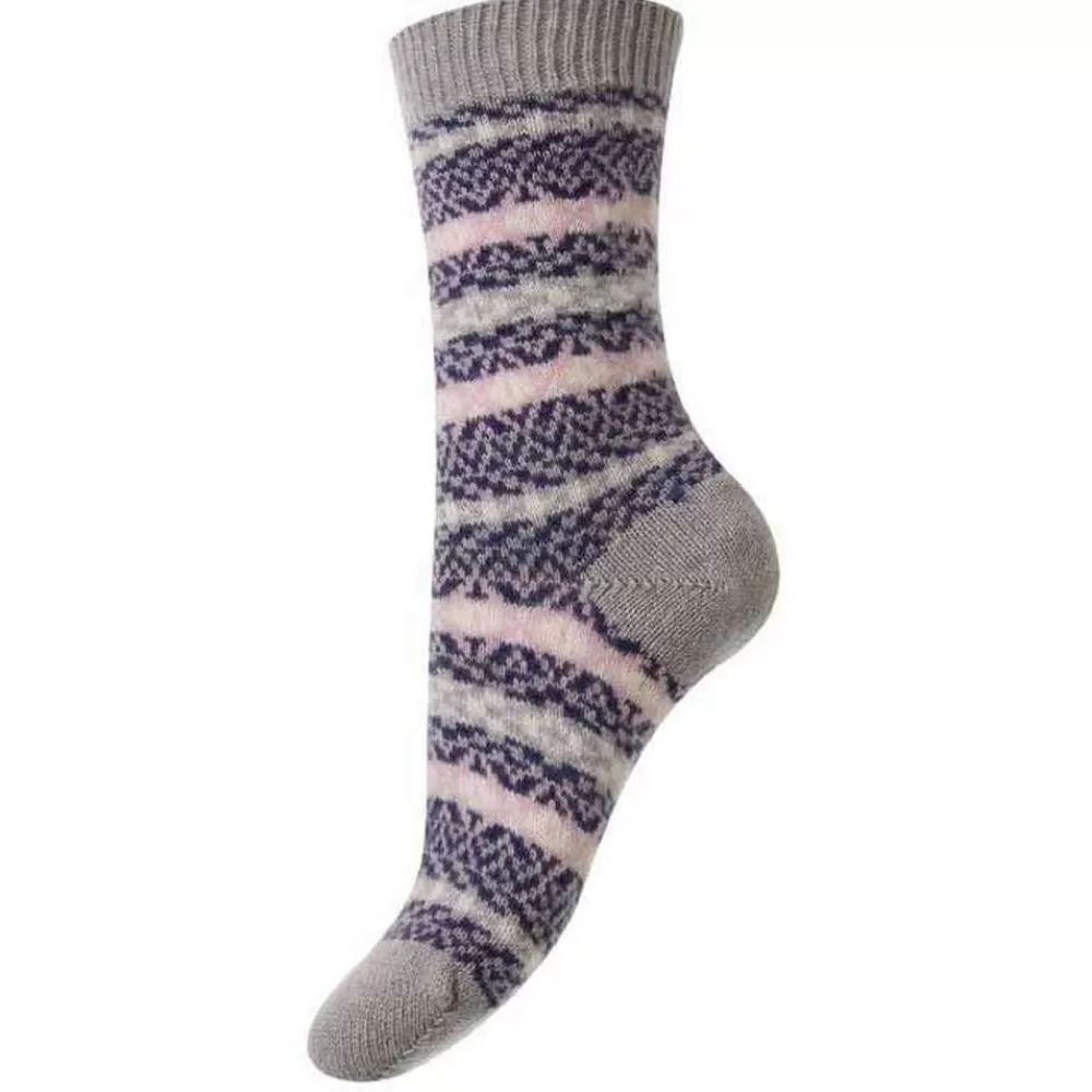 Pantherella Women's Socks^Grey Skye Traditional Fair Isle Cashmere Socks