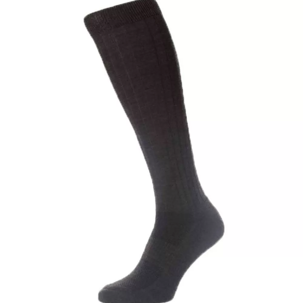 Pantherella Men's Socks^Grey Smithfield Merino Wool Over The Calf Socks