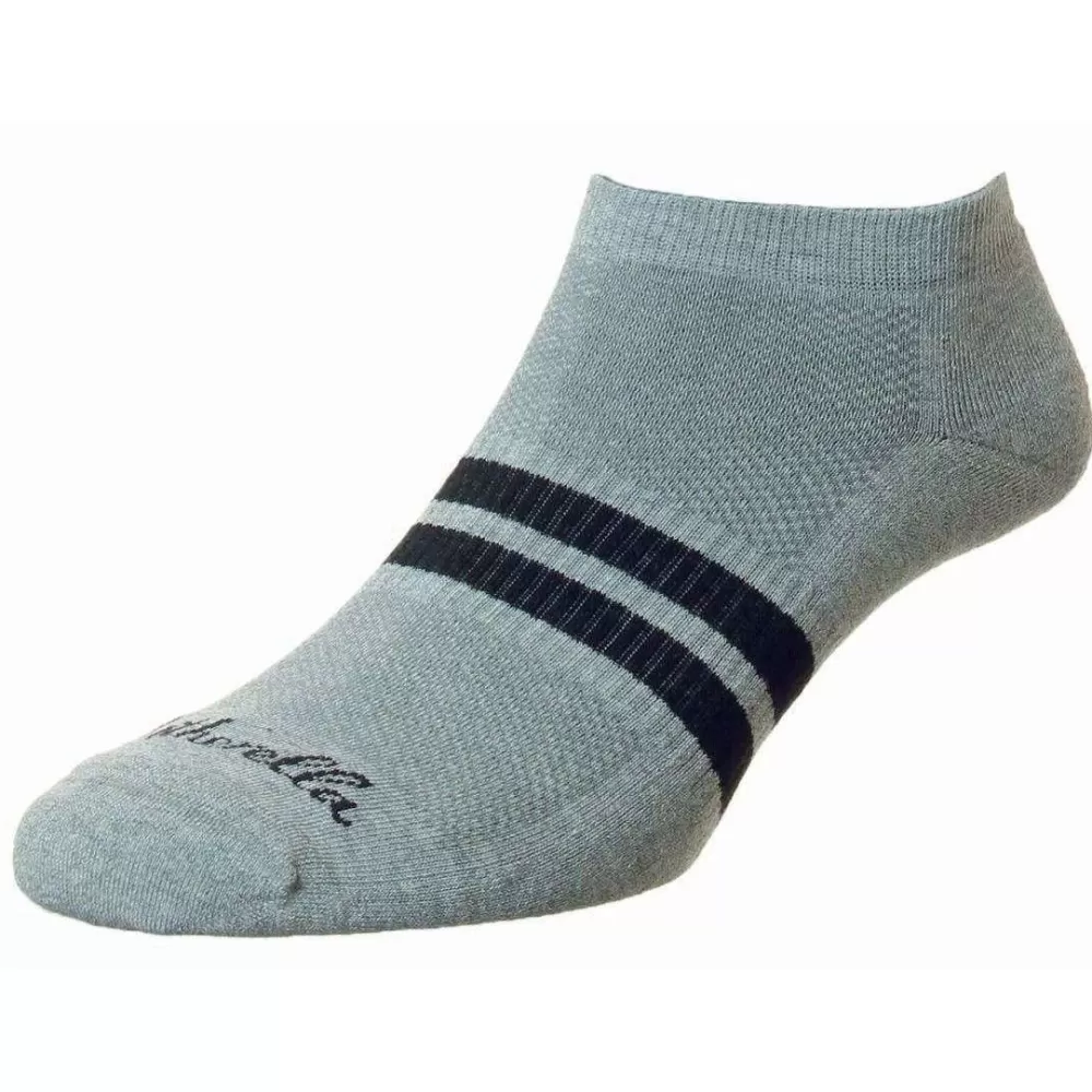 Pantherella Men's Socks^Grey Sprint Egyptian Cotton Sports Trainer Socks