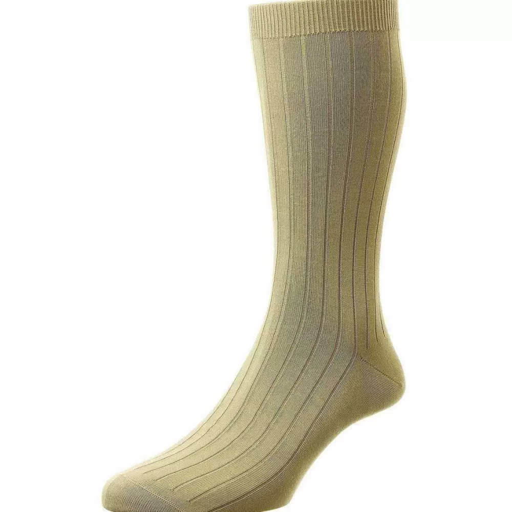 Pantherella Men's Socks^Khaki Pembrey Sea Island Cotton Socks