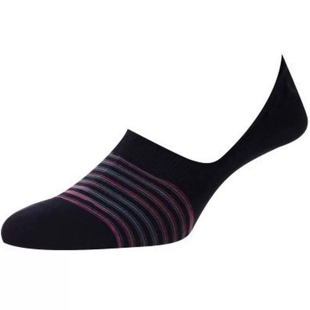 Pantherella Men's Socks^Navy Andros Space Dye Stripe Organic Cotton Socks