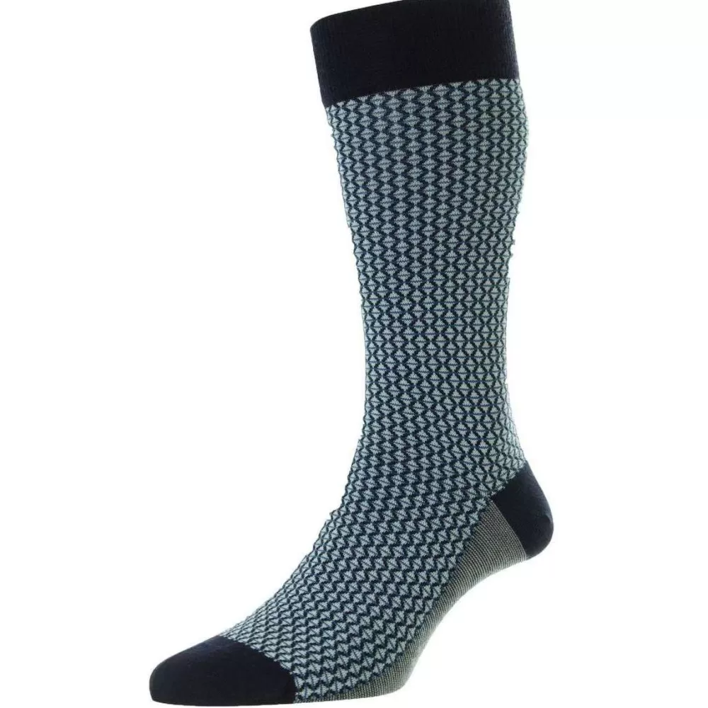 Pantherella Men's Socks^Navy Elgar Egyptian Cotton Socks
