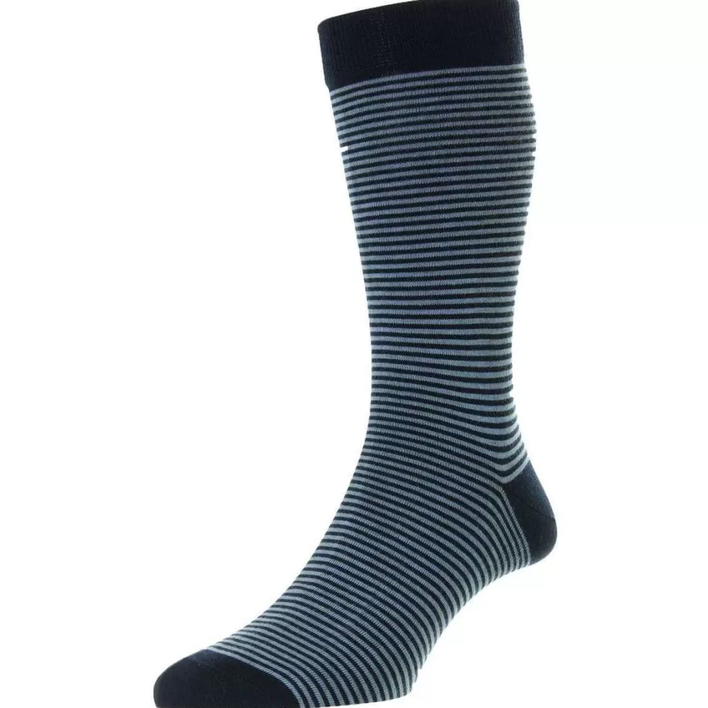 Pantherella Men's Socks^Navy Holst Egyptian Cotton Socks
