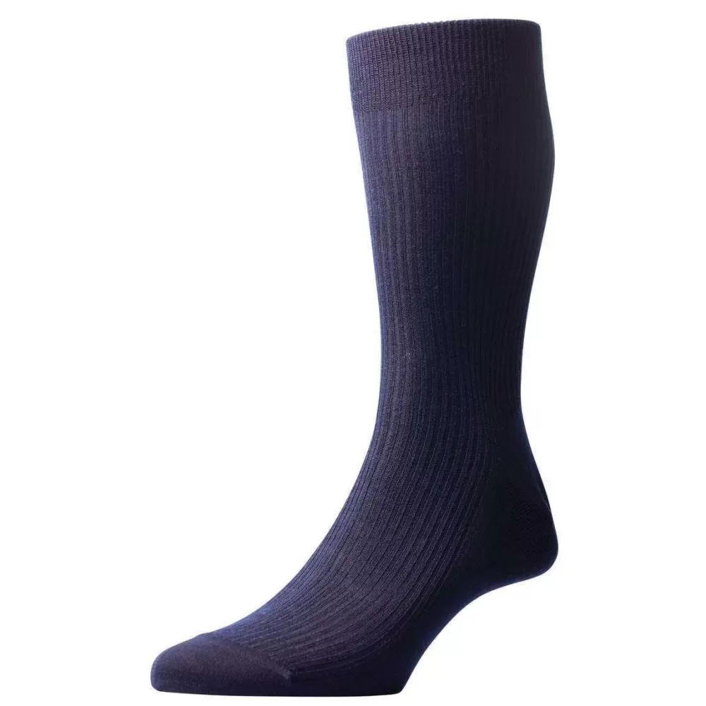 Pantherella Men's Socks^Navy Naish Rib Merino Wool Socks