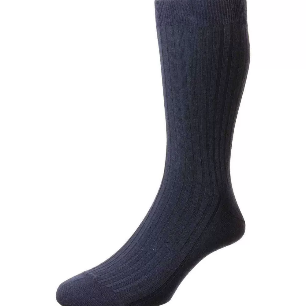 Pantherella Men's Socks^Navy Rutherford Merino Royale Socks